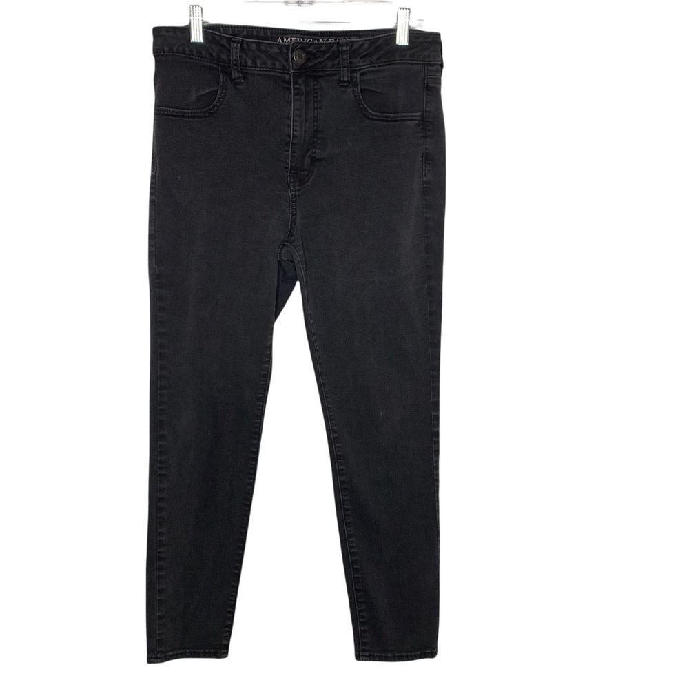 American Eagle Womens Super Stretch High Rise Jegging Black Skinny Size 12 Short